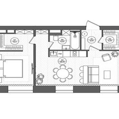 Двухкомнатная квартира 58.9 м²