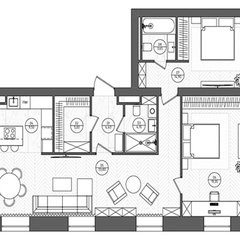 Трёхкомнатная квартира 97.6 м²